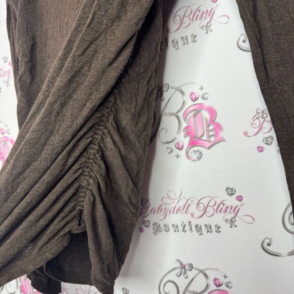 Max studio turtleneck long sleeve cinched sexy brown soft stretchy flattering - Picture 3 of 12